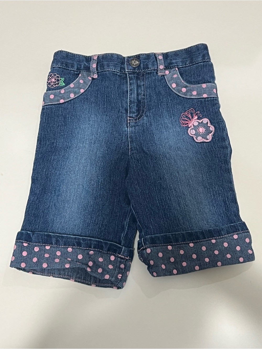 Arizona Jean Company Dark Blue Denim Jeans Size 18 Months / Pink Accents